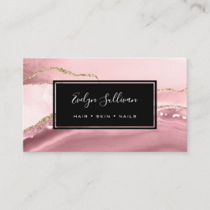 pink and gold watercolor agate business card