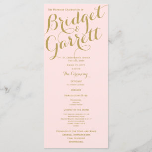 Pink and Gold Wedding Program