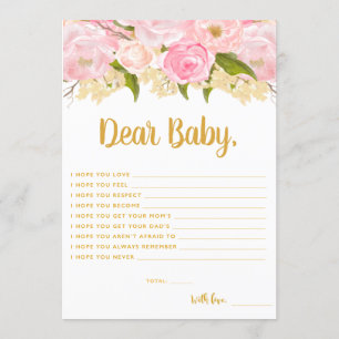 Pink And Gold Wishes For Baby Advice Cards