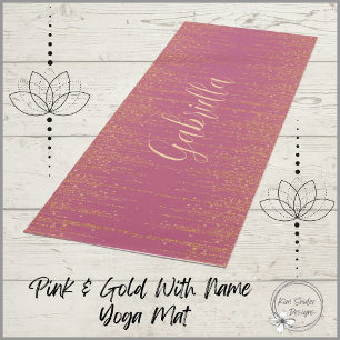 Pink and Gold with Name Yoga Mat