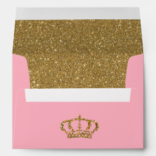 Pink and Gold with RoyCrown Glitter Lined Envelope