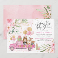 Pink and Gold Woodland Drive Through Baby Shower