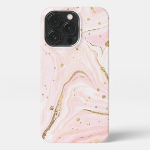 Pink and Golden Marble Sequins iPhone 13 Pro Case
