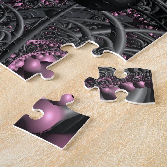 Pink and Gray 3D Fractal Jigsaw Puzzle (Side)