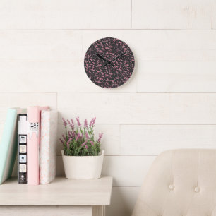pink and gray camo abstract round clock