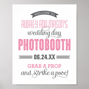 Pink and Gray Custom Wedding Photo Booth Sign