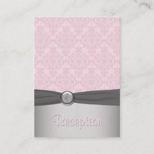 Pink and Gray Damask Ballet Enclosure Card