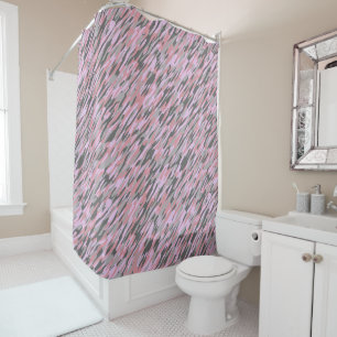 pink and gray green camo abstract shower curtain
