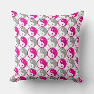 Pink and gray yin yang pattern cushion