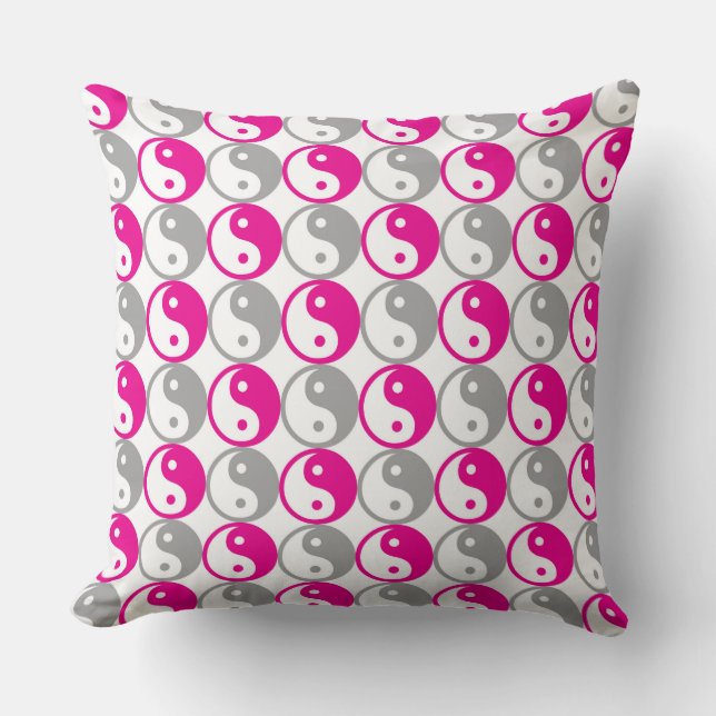 Pink and gray yin yang pattern cushion (Front)