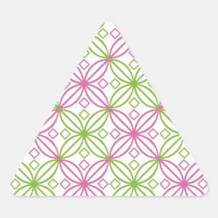 Pink and green abstract circles pattern triangle sticker
