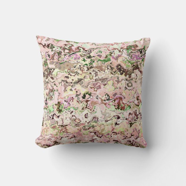 Pink and Green Abstract Cushion (Front)