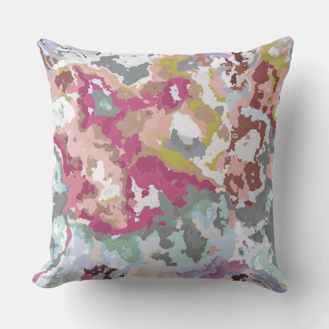 Pink and Green Abstract Cushion (Front)