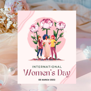 Pink and Green Aesthetic International Women's Day Poster