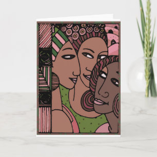 Pink and Green African American Women Card