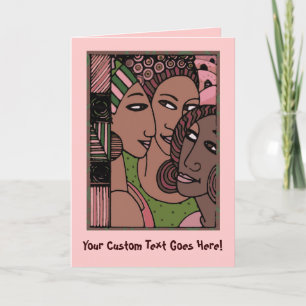 Pink and Green African American Women Card