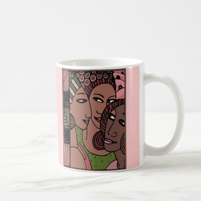 Pink and Green African American Women Coffee Mug (Right)