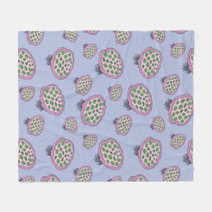 Pink and Green Alien Jellyfish Flower Fleece Blanket