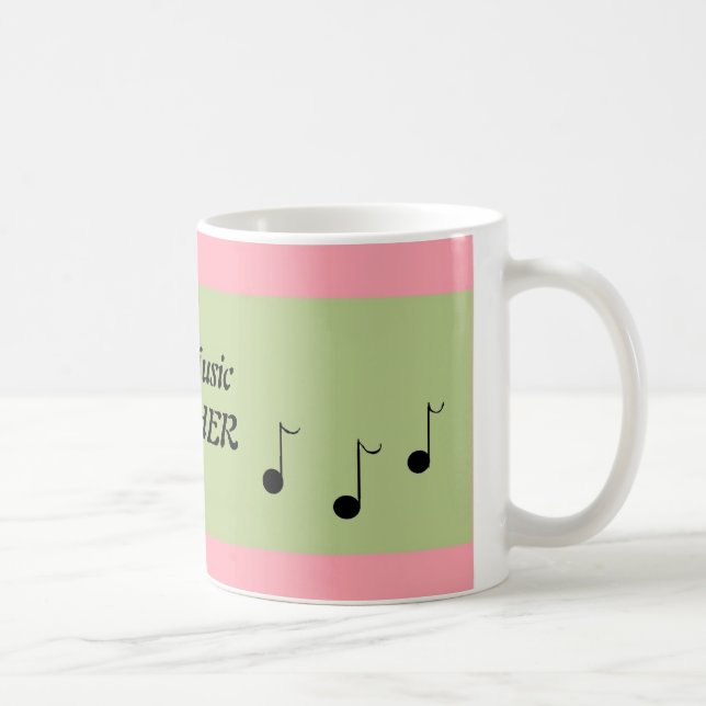 Pink and Green Best Music Teacher Coffee Mug (Right)