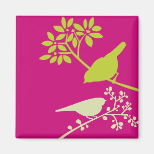 Pink and Green Birds Magnet
