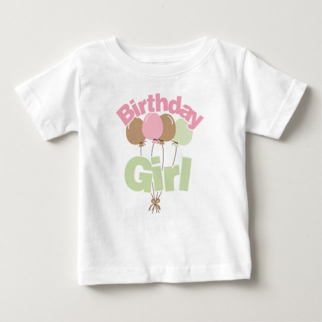 Pink And Green Birthday Girl Baby T-Shirt (Front)