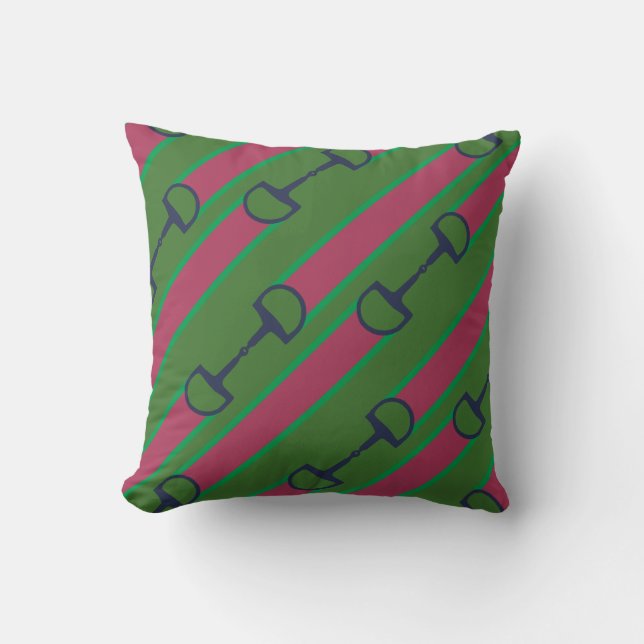 Pink and Green Bit Ribbon Pattern Cushion (Front)