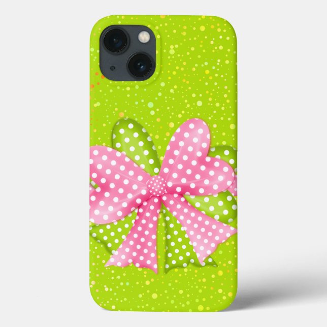 Pink and Green Bow and Ribbon Case-Mate iPhone Case (Back)