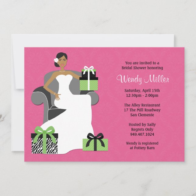 Pink and Green Bridal Shower Invitation (Front)