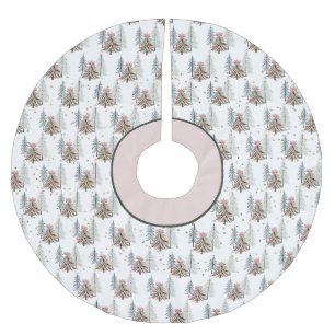 Pink and Green Brushstroke Christmas Tree Skirt