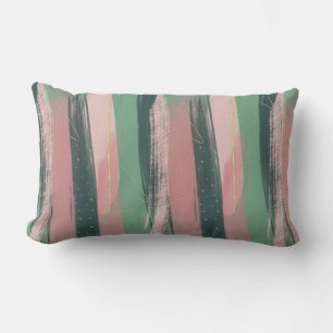 Pink and Green Brushstroke Striped Throw Pillow