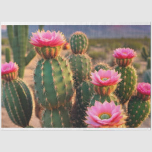 Pink and Green Cactus Decoupage Paper Arizona 