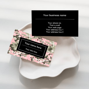 Pink and Green Camo, Camouflage, Military, Army Business Card
