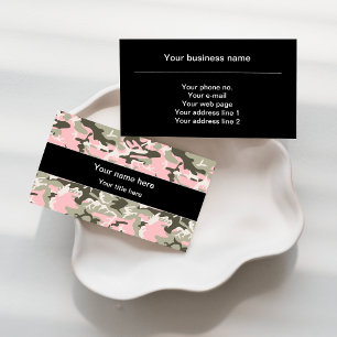 Pink and Green Camo, Camouflage, Military, Army Business Card
