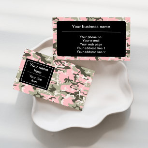 Pink and Green Camo, Camouflage, Military, Army Business Card