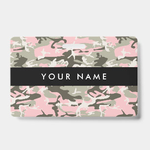 Pink and Green Camo, Camouflage, Military, Army ID Badge