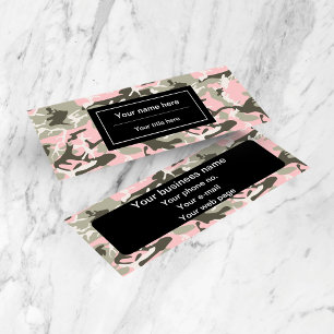 Pink and Green Camo, Camouflage, Military, Army Mini Business Card