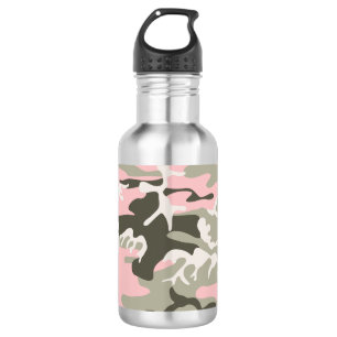 Pink and Green Camouflage, Military, Army 532 Ml Water Bottle