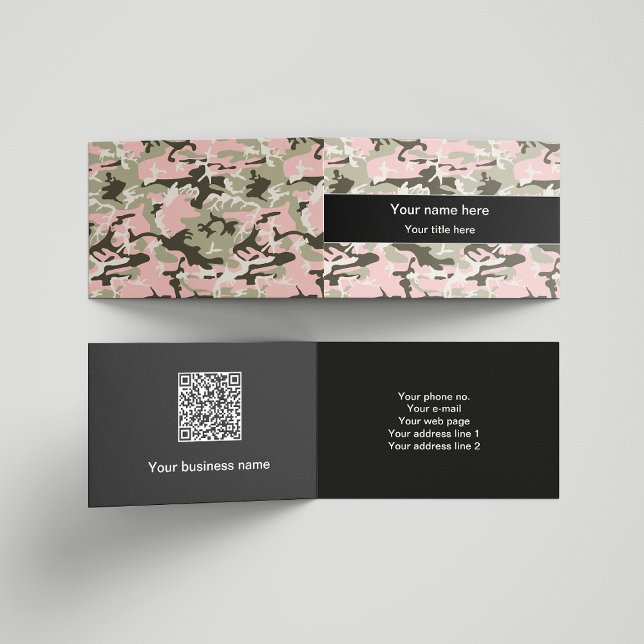 Pink and Green Camouflage, Military, Army Business Card (Creator Uploaded)
