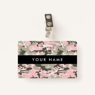 Pink and Green Camouflage, Military, Army ID Badge