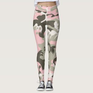 Pink and Green Camouflage, Military, Army Leggings