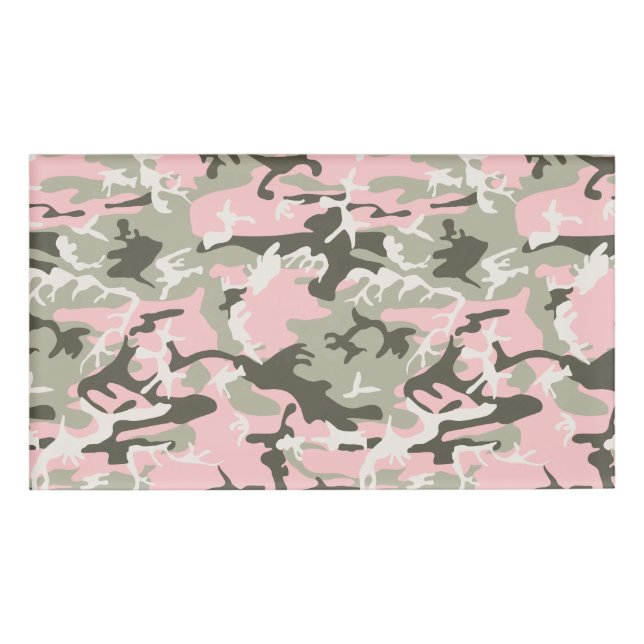Pink and Green Camouflage, Military, Army Name Tag (Front)
