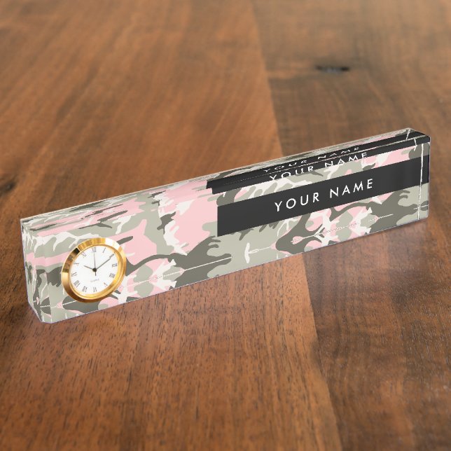 Pink and Green Camouflage, Military, Army Nameplate (Side)