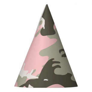 Pink and Green Camouflage, Military, Army Party Hat