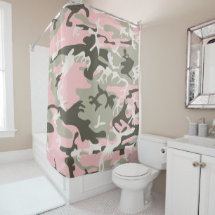 Pink and Green Camouflage, Military, Army Shower Curtain