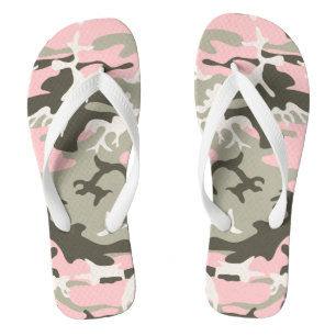 Pink and Green Camouflage, Military, Army Thongs