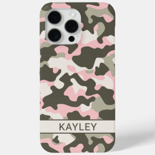 Pink and Green Camouflage Personalised iPhone 15 Pro Max Case