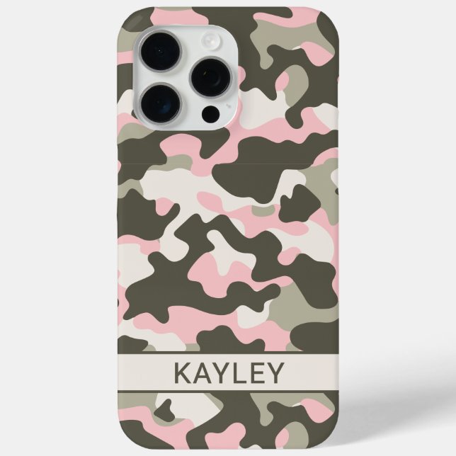 Pink and Green Camouflage Personalised Case-Mate iPhone Case (Back)