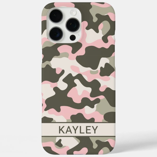 Pink and Green Camouflage Personalised Case-Mate iPhone Case (Back)