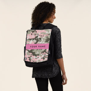 Pink and Green Camouflage Your name Personalise Backpack