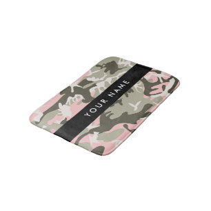 Pink and Green Camouflage Your name Personalise Bath Mat